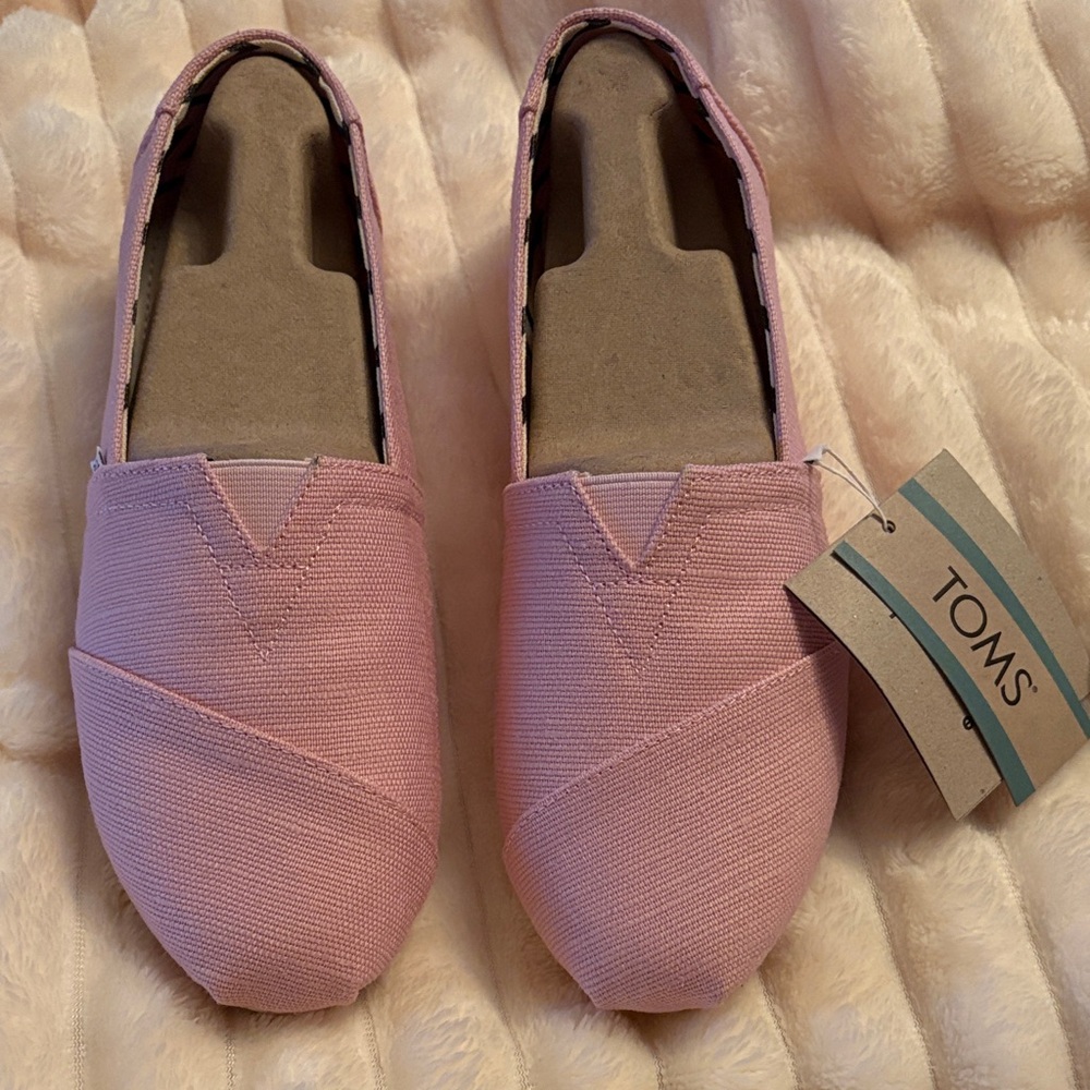 TOMS Pink Canvas Slip-On Flats